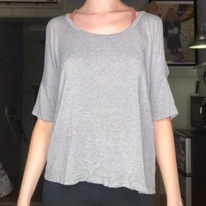 Casual gray top w/ open shoulders
